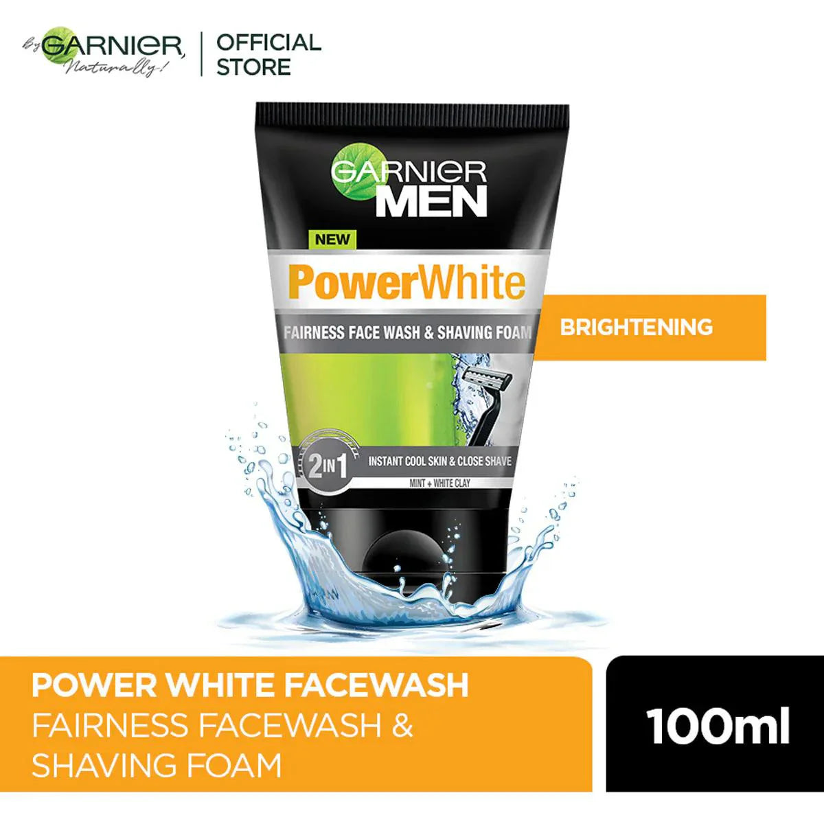 Garnier - Men Power White 2-in-1 Fairness Face Wash & Shaving Foam