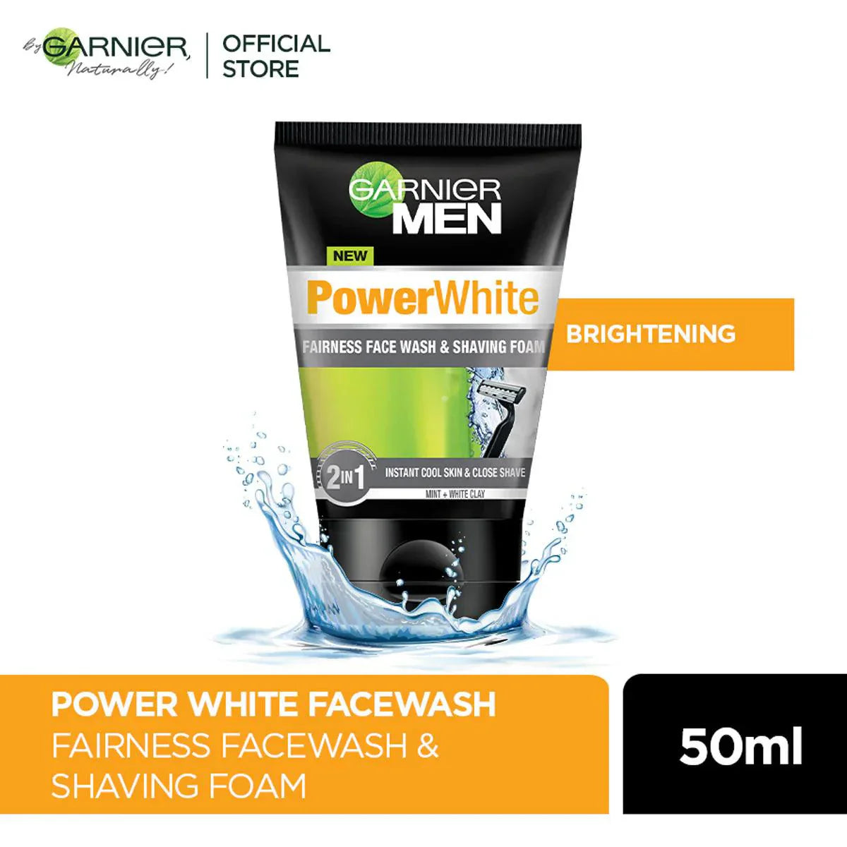 Garnier - Men Power White 2-in-1 Fairness Face Wash & Shaving Foam